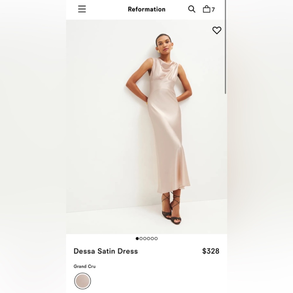 Reformation Satin Midi Dress in Grand Cru Beige